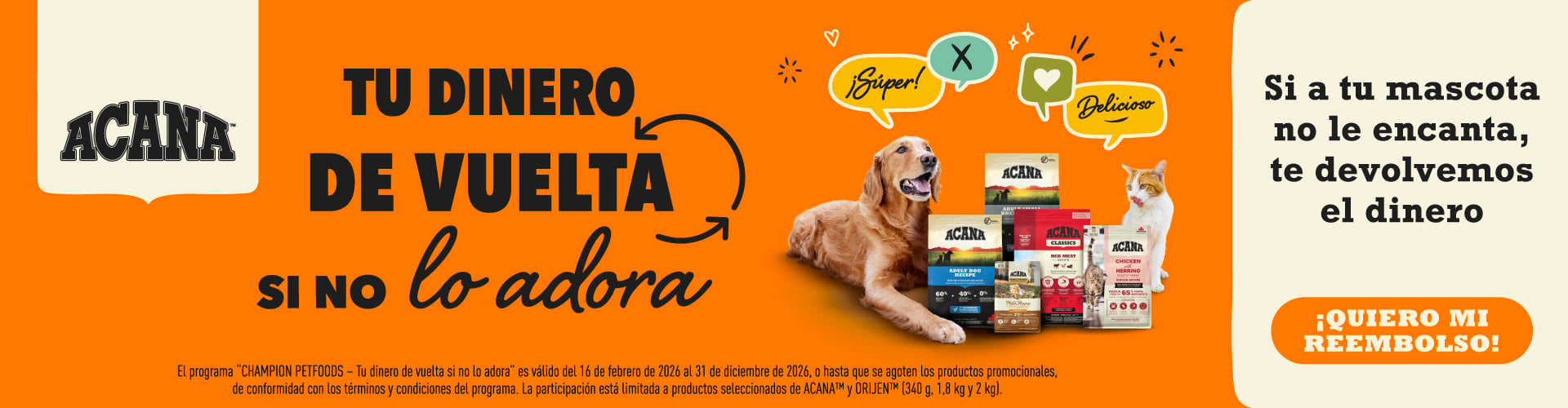 Acana Taste Guarantee - Sabor Garantido o Reembolso